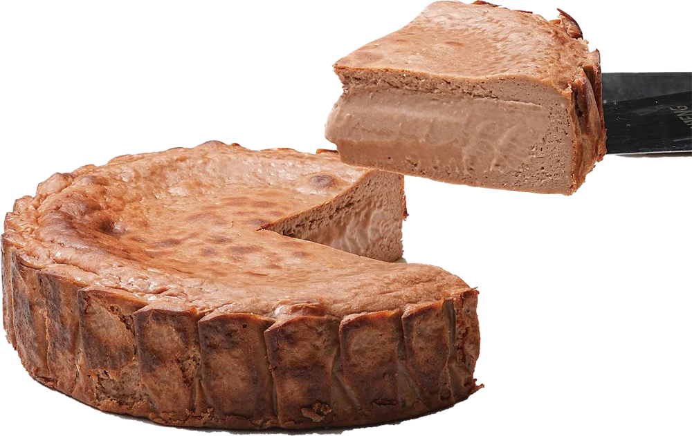 Cocoa Basque cheesecake and a slice