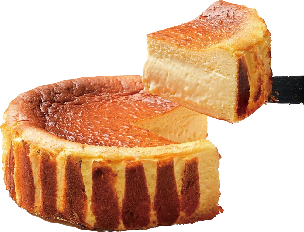 Original Basque cheesecake and a lifted slice